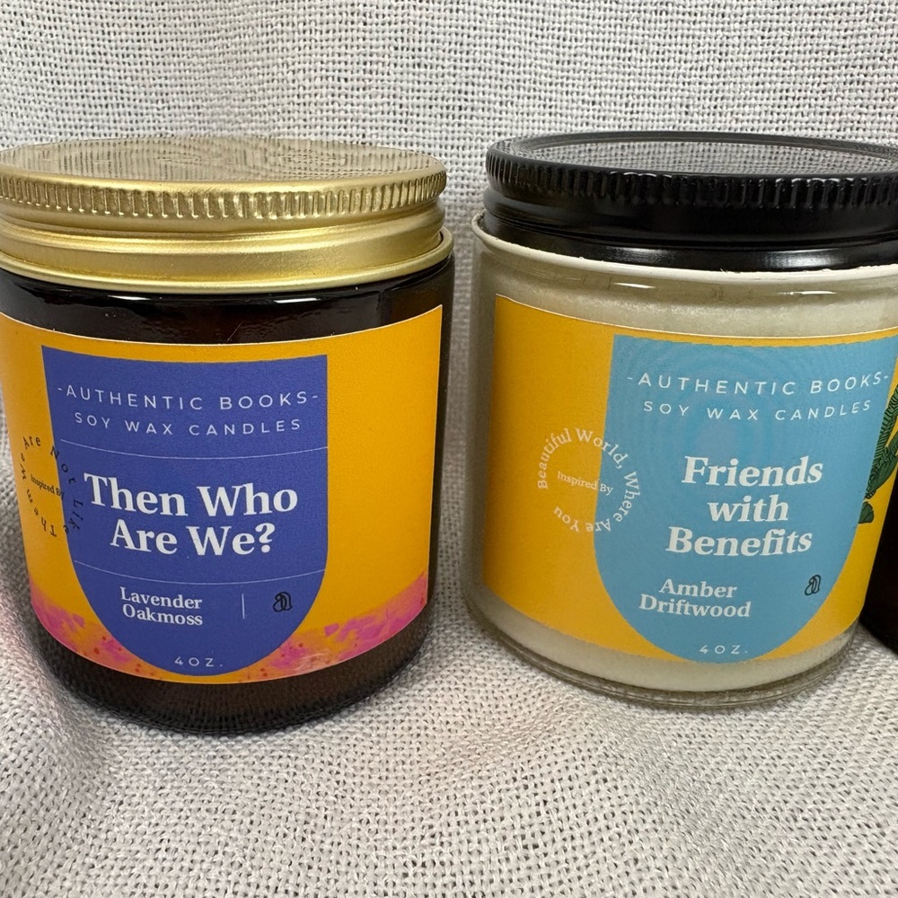 Authentic Books Soy Scented Candle Set - Lavender, Amberwood, Almond, Water Mint - Picture 2 of 5